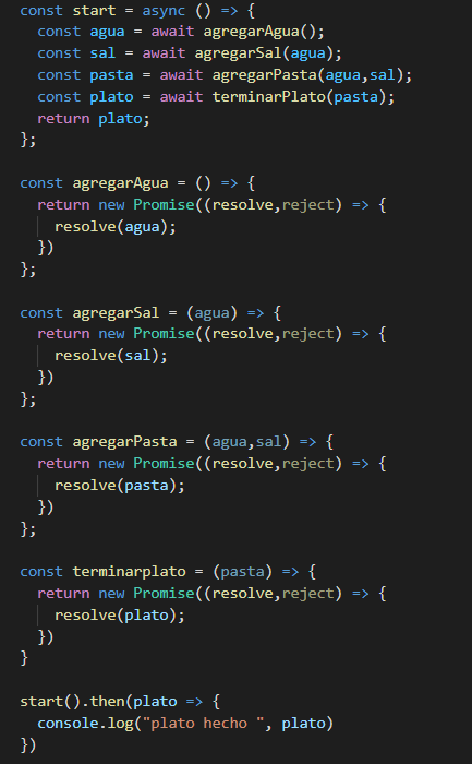 Ejercicio pasta con async/await