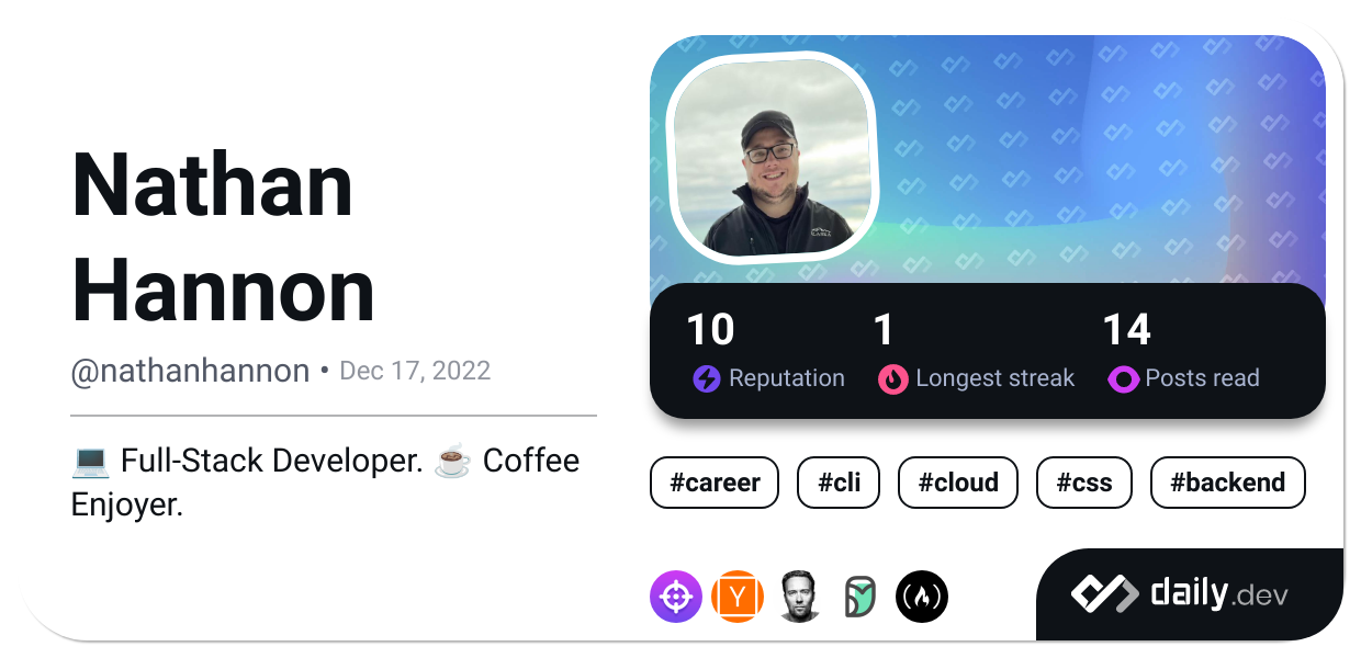 Nathan Hannon's Dev Card