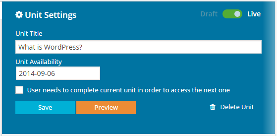 CoursePress - Course - Units - Unit Settings