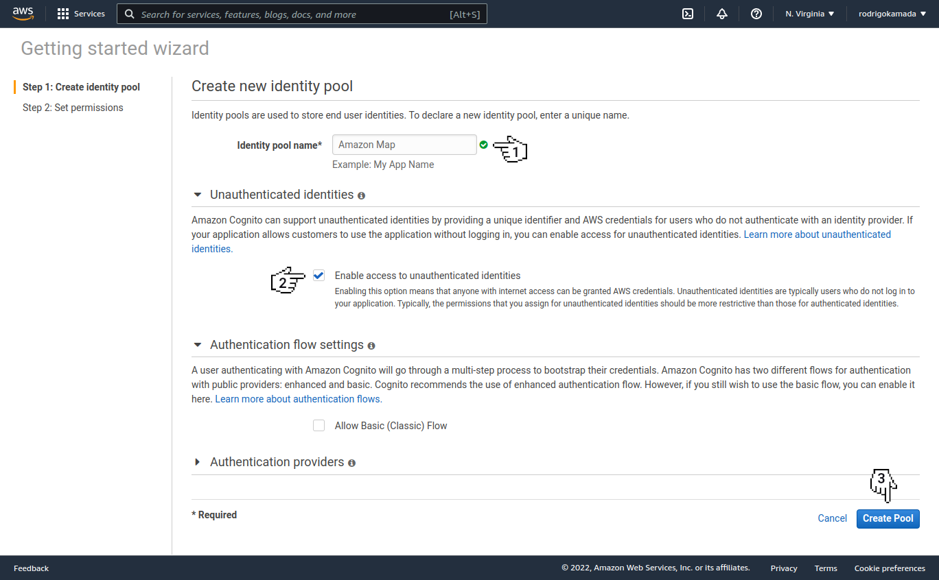 Amazon Location Service - New identity pool