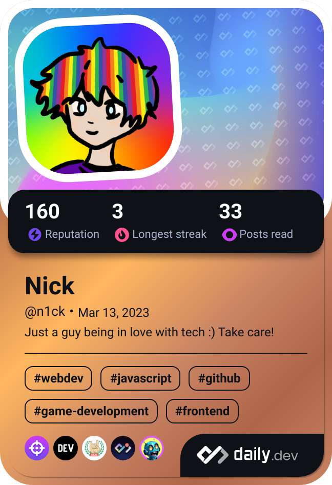 Nick's Dev Card