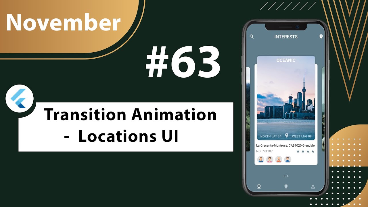 Transition Animation - Locations UI Design - Flutter YouTube video