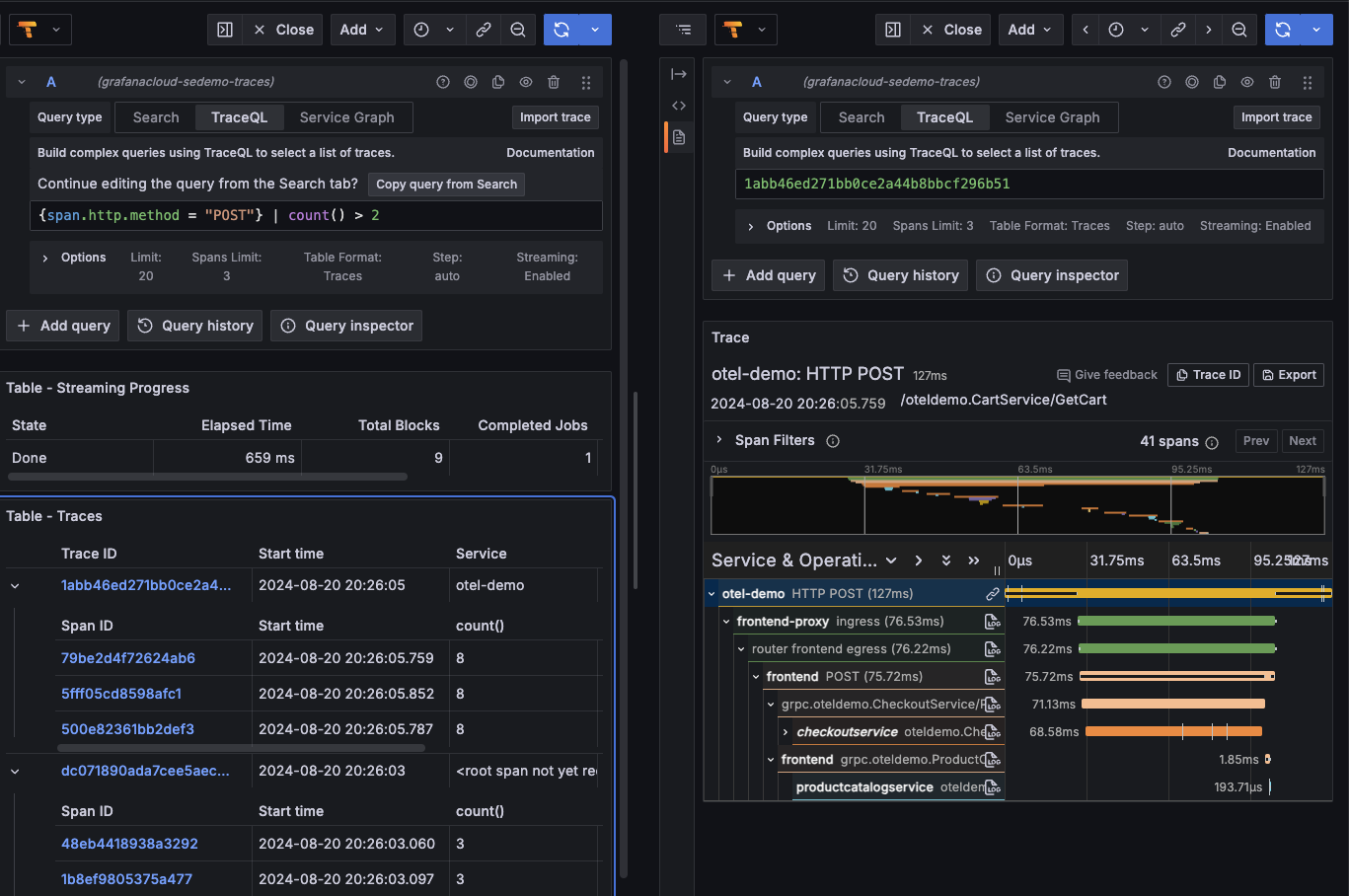 Tempo data source query editor