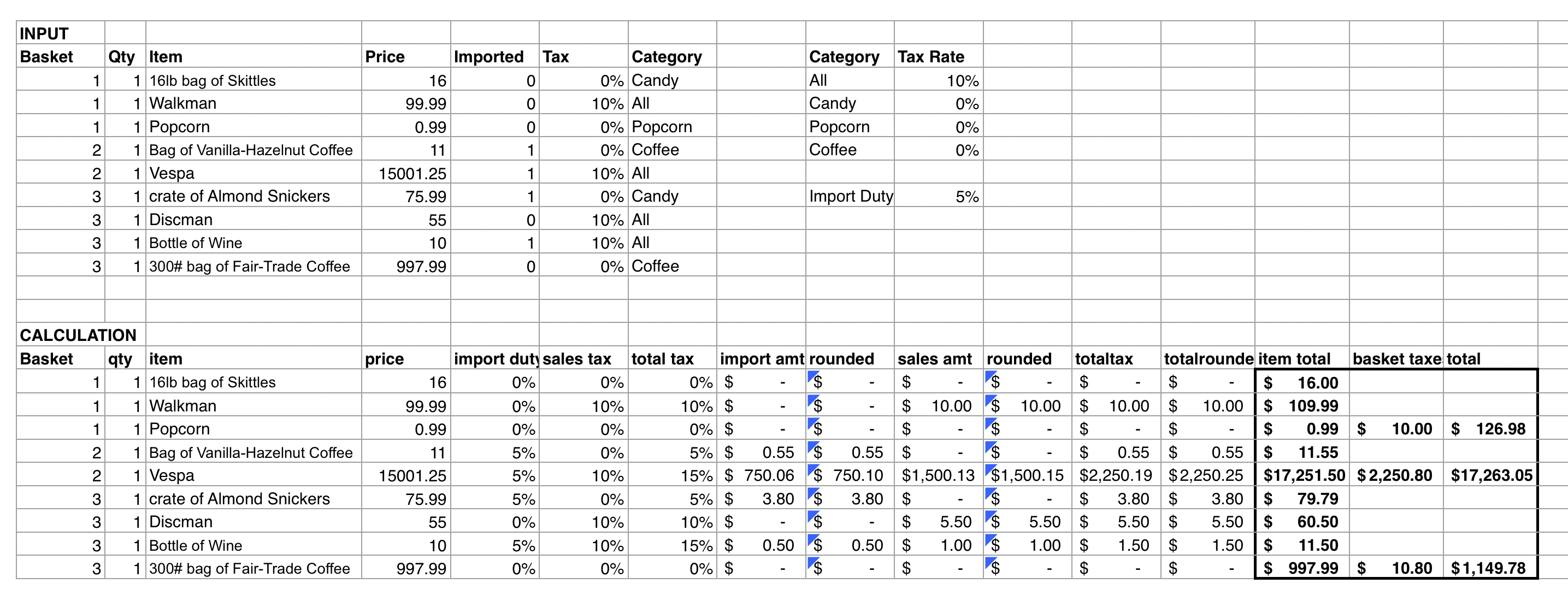 Image of tax calculation spreadsheet