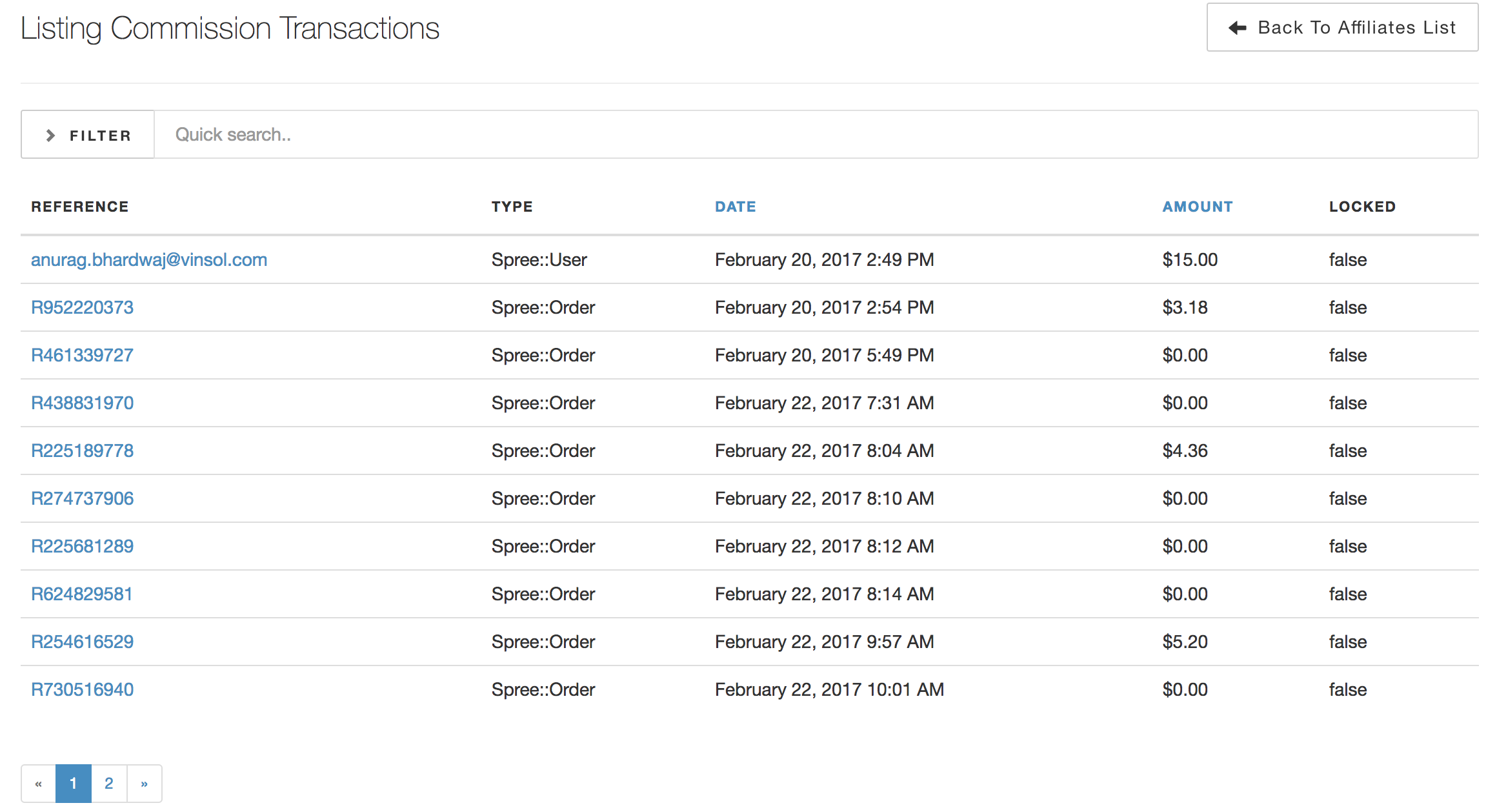 Transactions Listing