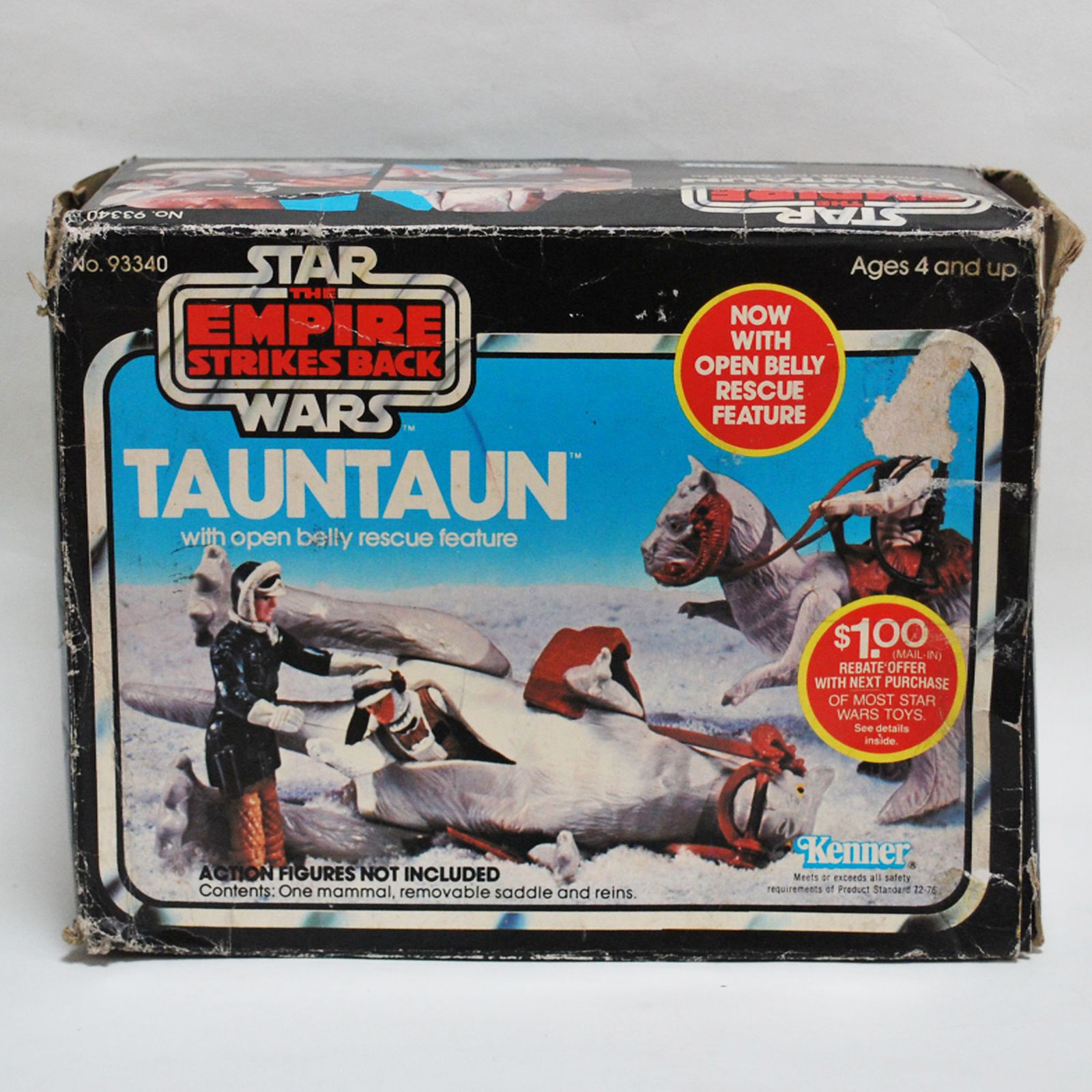 Toy figure of tauntaun with luke skywalker inside