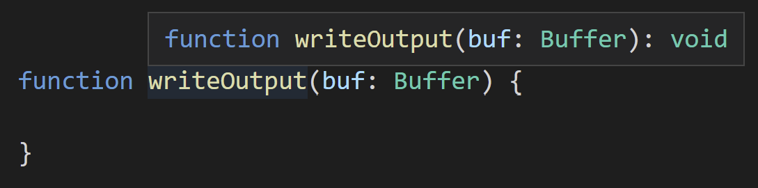 Hovering over a signature where Buffer isn't found, it continues to use the name Buffer.