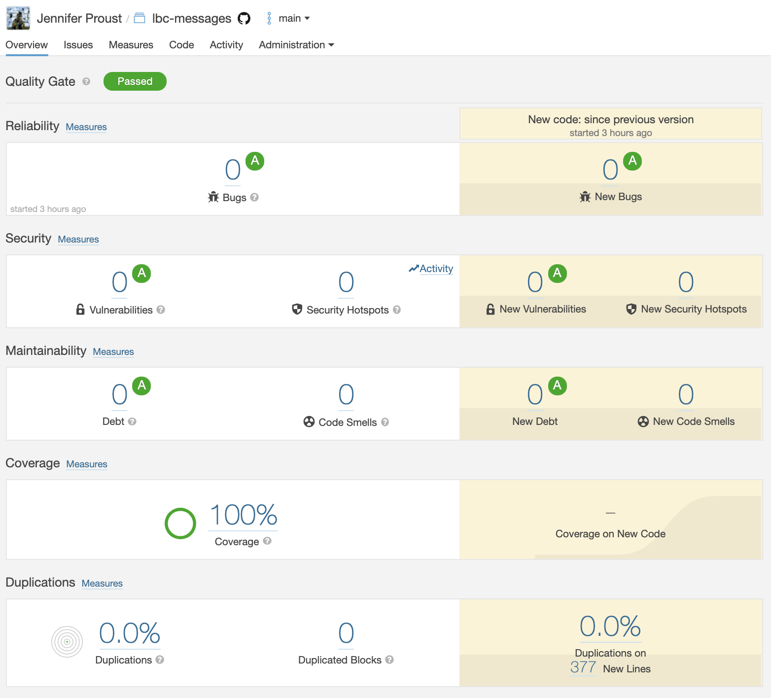 Sonarcloud job