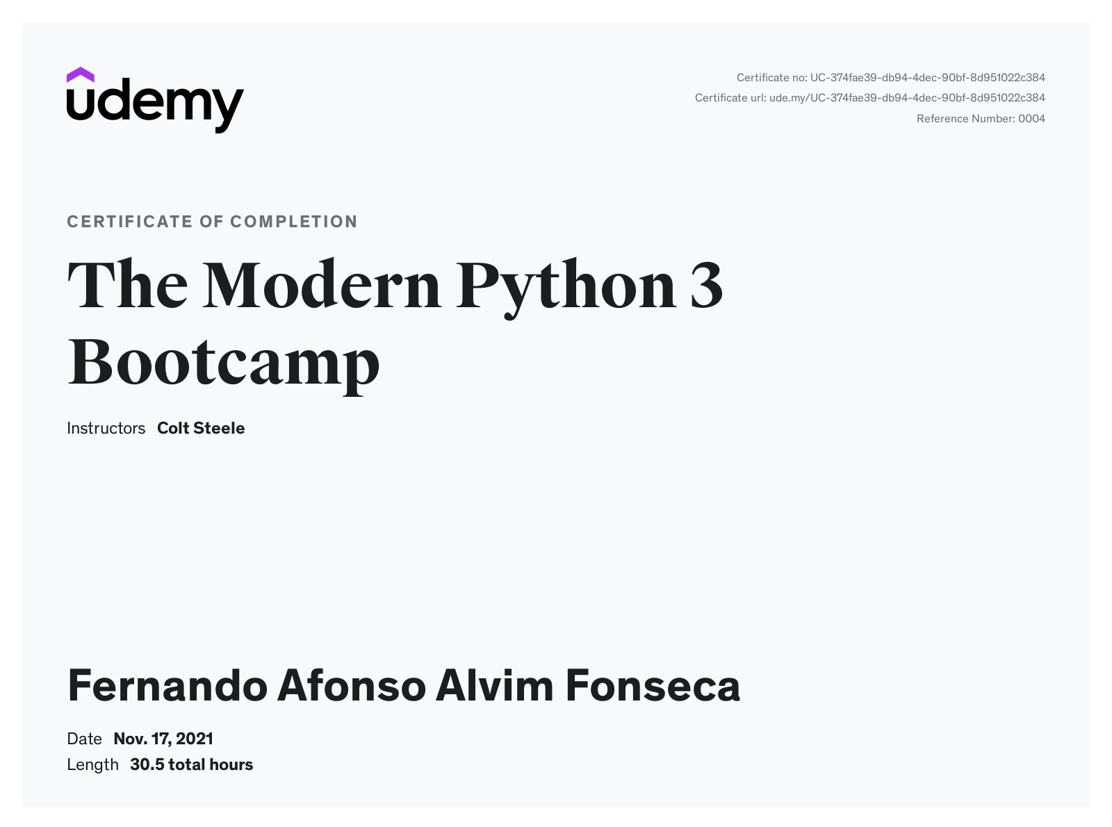 Udemy - Colt Steele: The Moden Python 3 Bootcamp