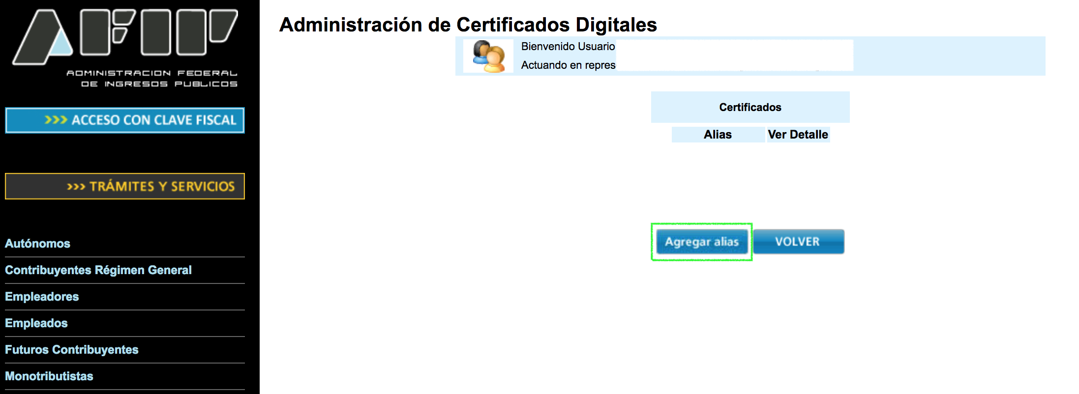 Generación de alias (paso 1)