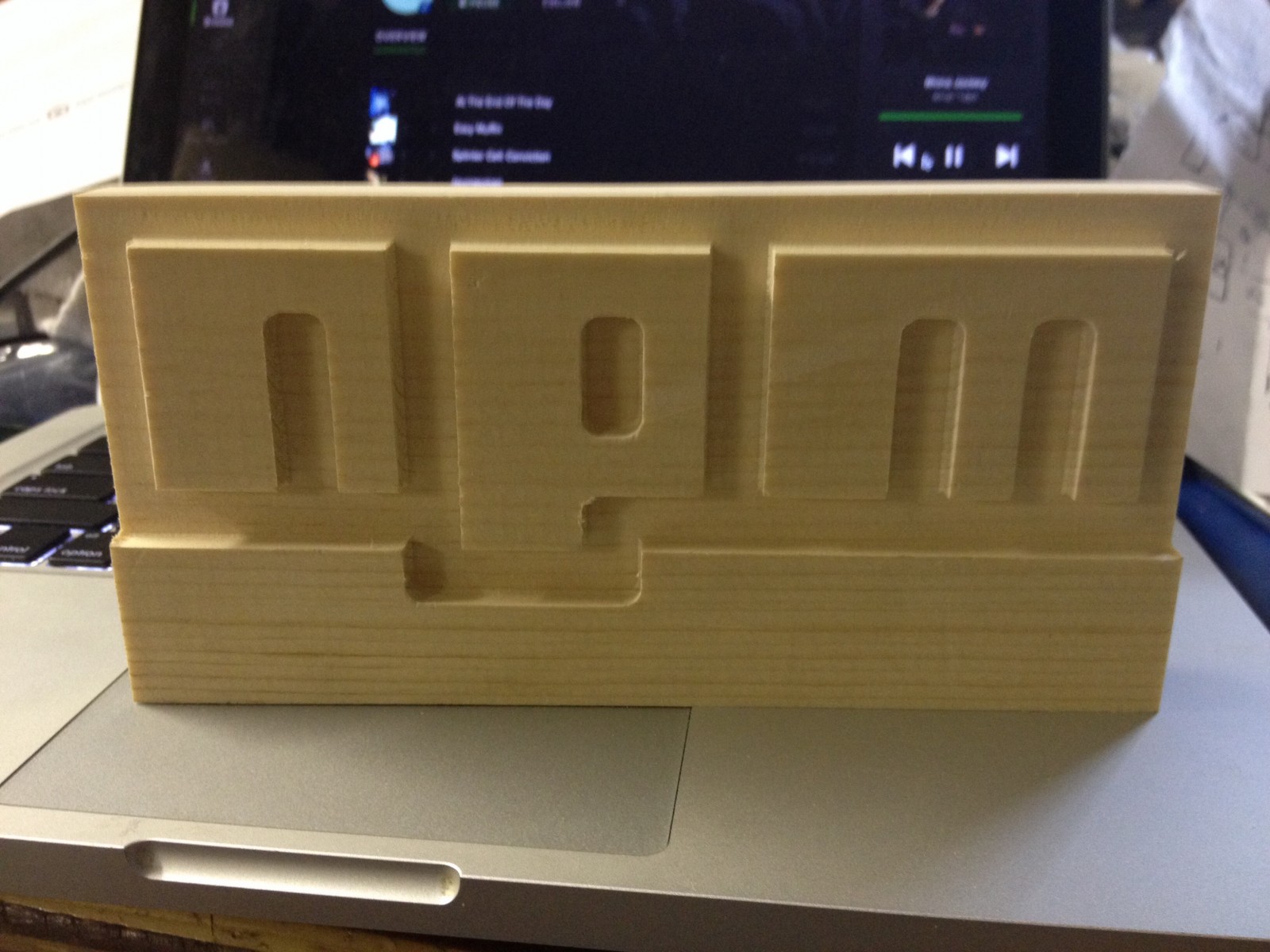 npmjs logo in pine