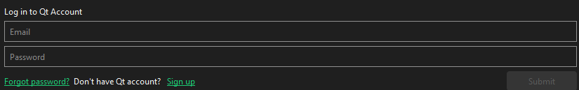 Log in page