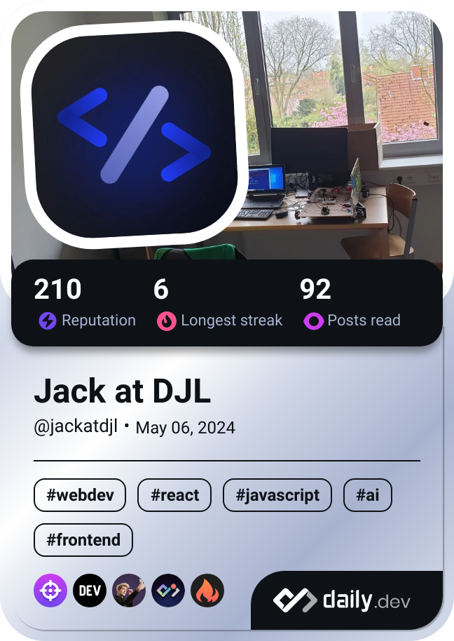 Jack at DJL's Dev Card