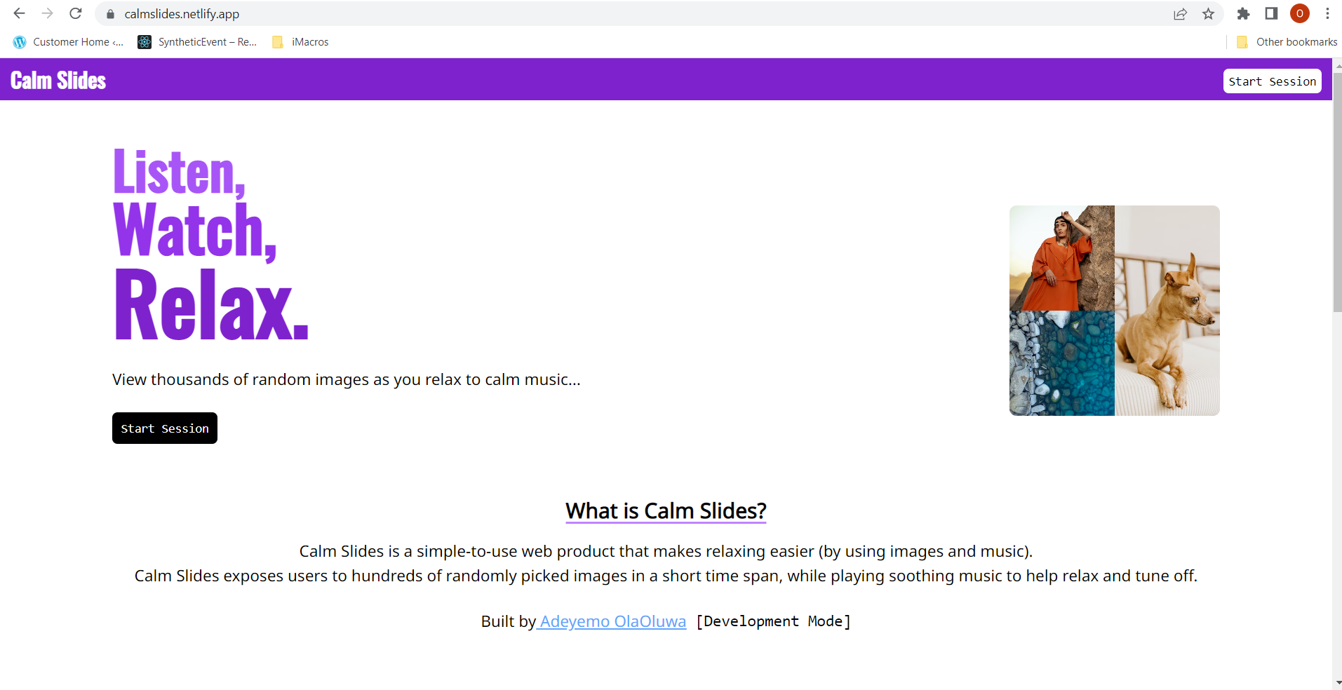 CalmSlides Home Page