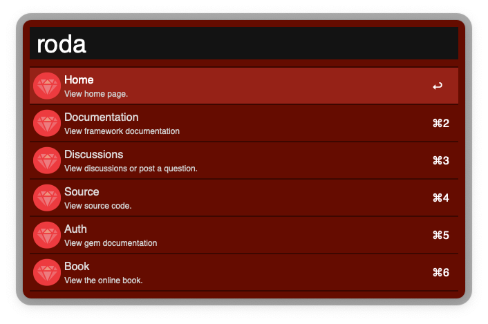 Roda workflow screenshot.