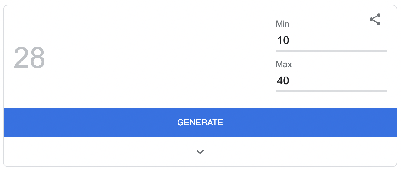 Show random number from 10 to 40 (Google displays 28 here) - Google Search