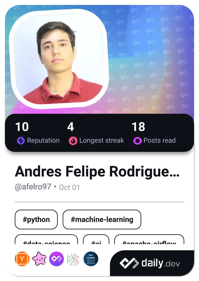 Andres Felipe Rodriguez Reyes's Dev Card