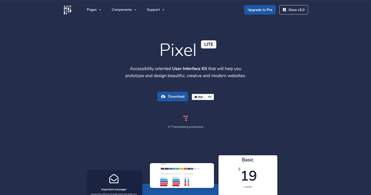 Pixel Lite Bootstrap Design System Preview