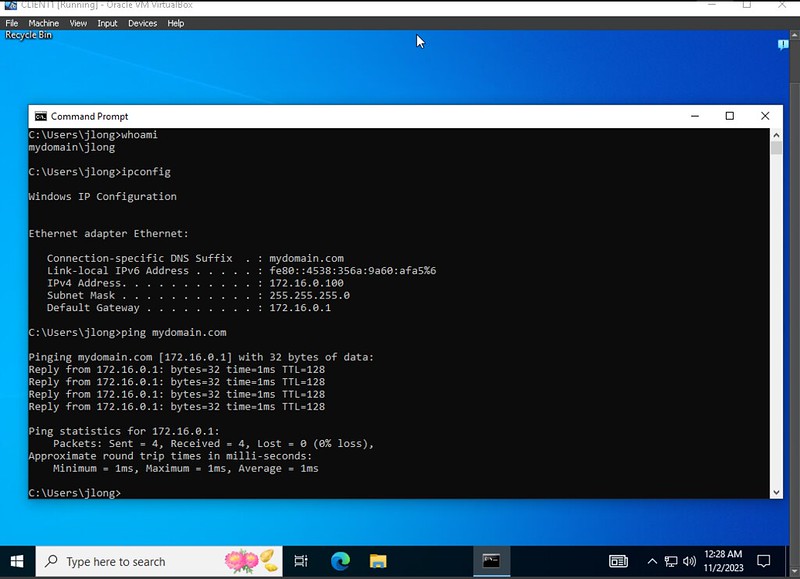 Client VM IP address properly assigned