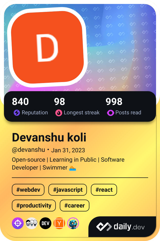 Devanshu koli's Dev Card