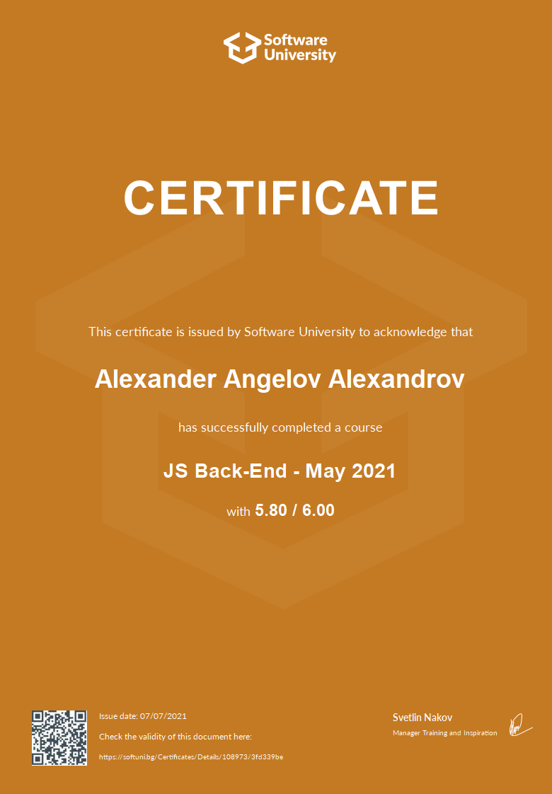 JS Back-End Certificate