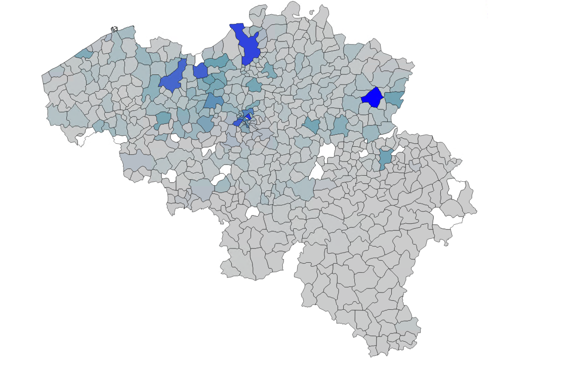 map of belgian municipalities