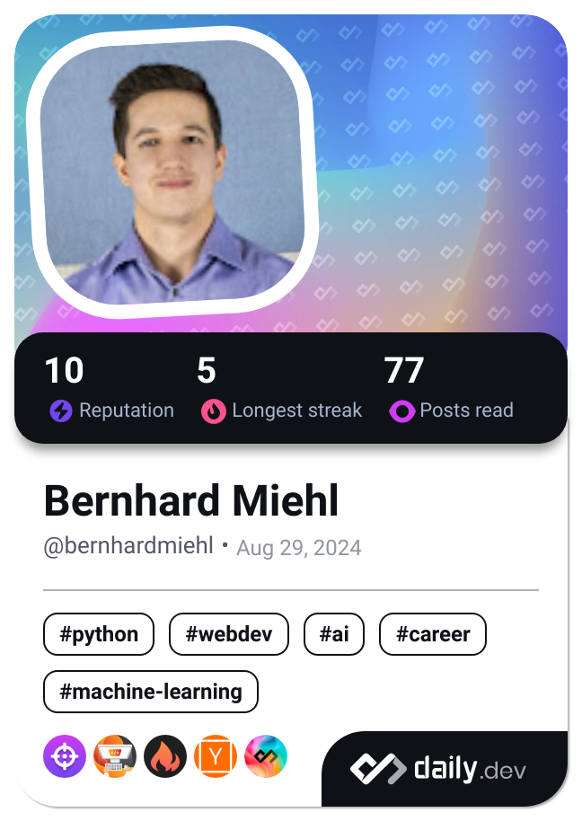 Bernhard Miehl's Dev Card