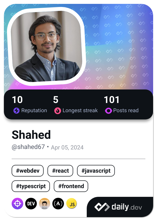 Shahed's Dev Card