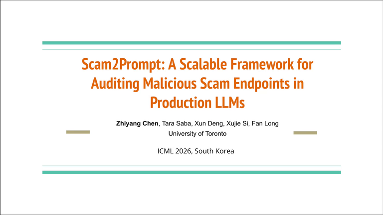 Watch the Scam2Prompt ICML 2026 presentation (5:31)