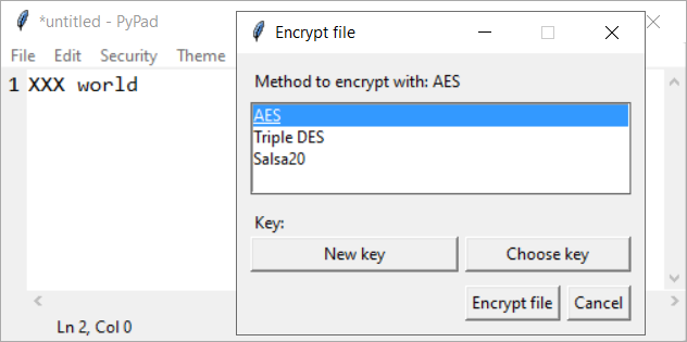 encrypt menu