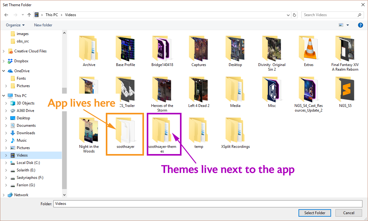 Suggested theme folder location