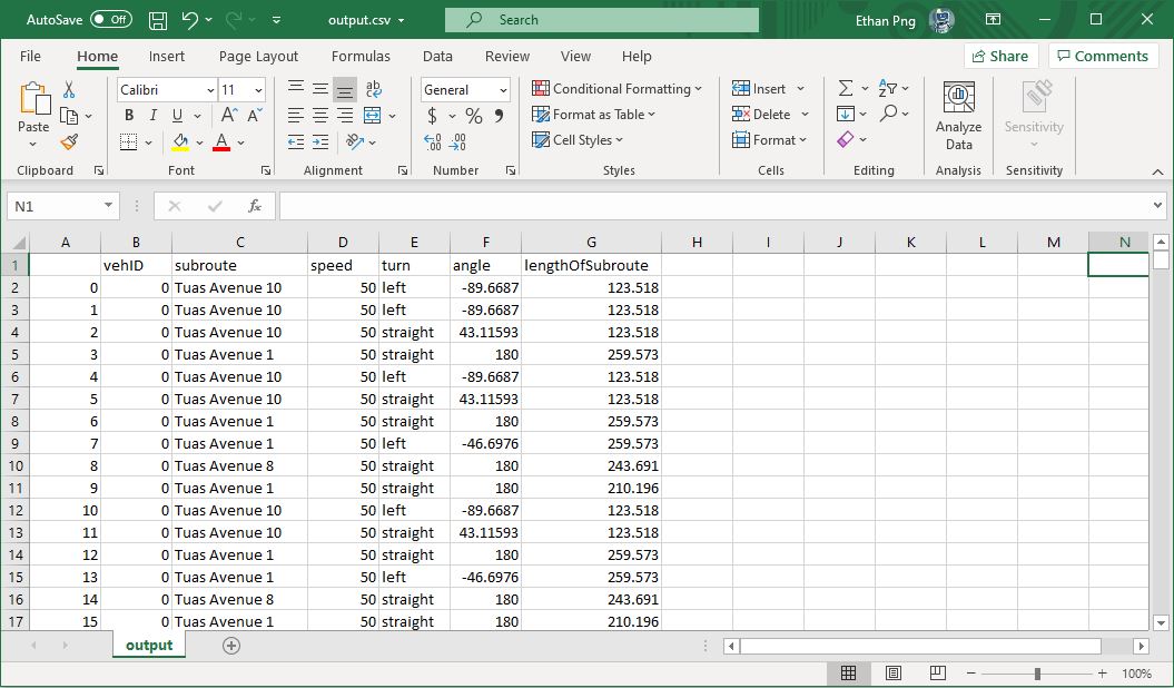 Output Excel file