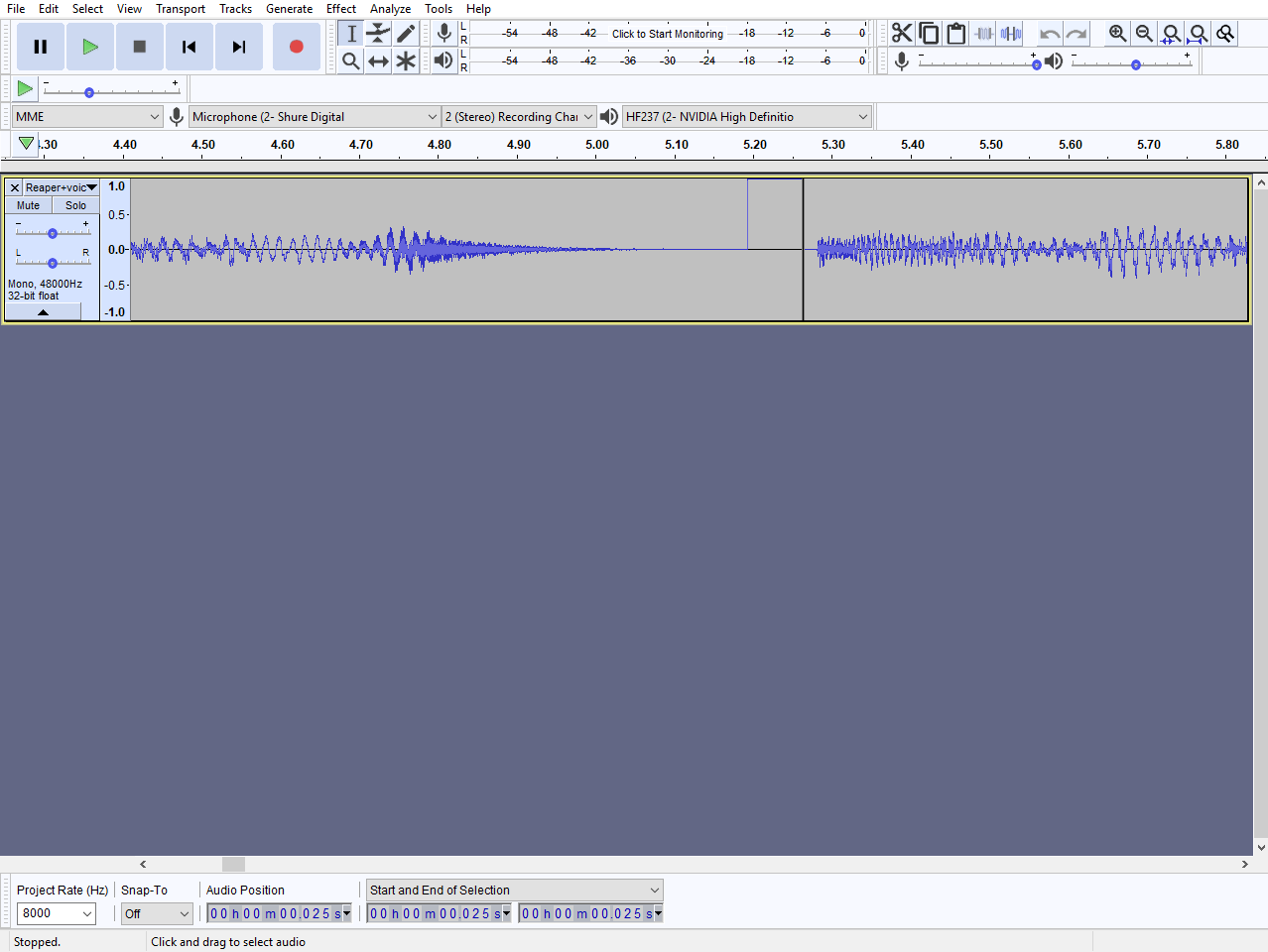 Audacity Amplitude Delineation