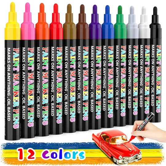 supkiz-paint-pen-paint-markers-12-colors-oil-based-waterproof-marker-pens-permanent-fabric-paint-qui-1