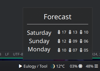 custom weather widget, with popup open