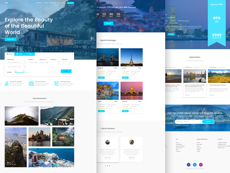 free travel agency responsive html template