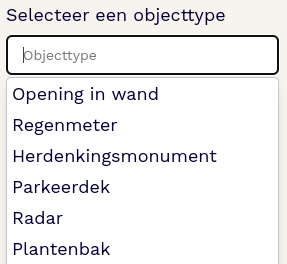 Selecteer objecttype