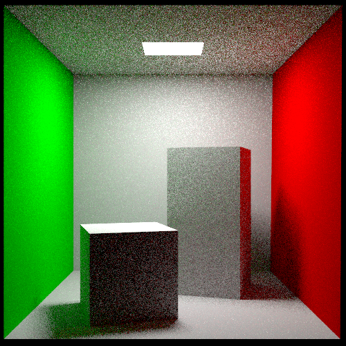 Cornell Box scene rendered via Rust version of PBRT using path tracing (low settings)