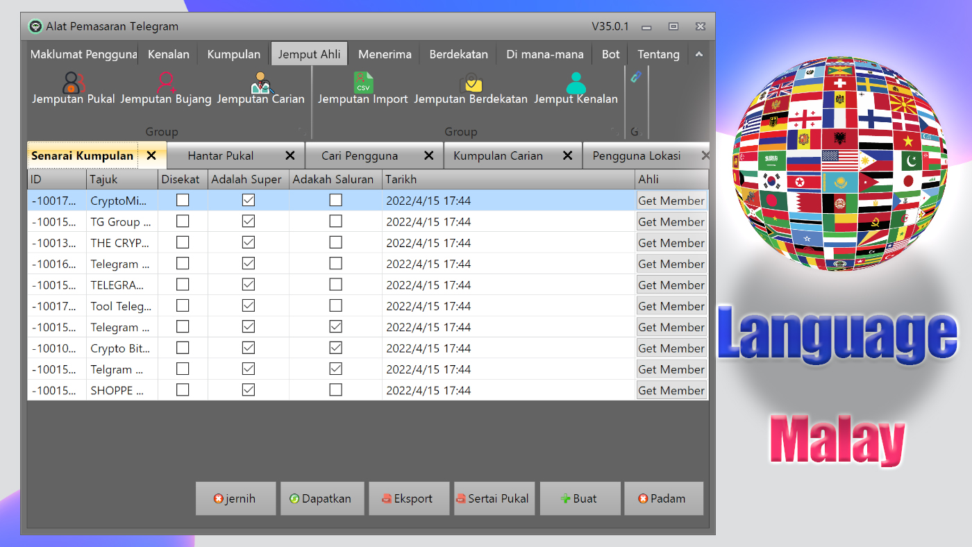 Telegram Marketing Tools Bulk Scraper/Extract/Add/Search/Invite Member|Join Group 45.1.1