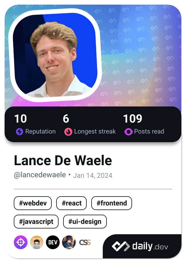 Lance De Waele's Dev Card