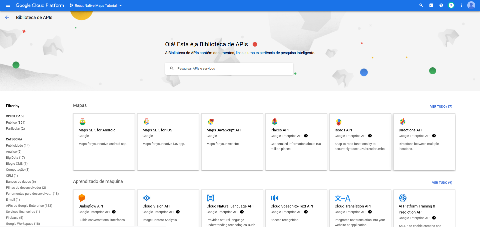 Biblioteca de APIs do Google