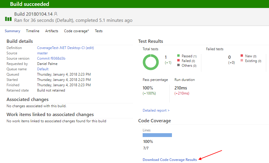 VSTS - Build result