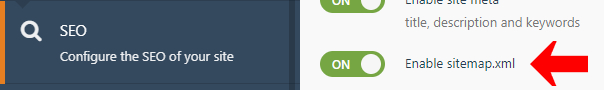 enable sitemap.xml in settings page screenshot