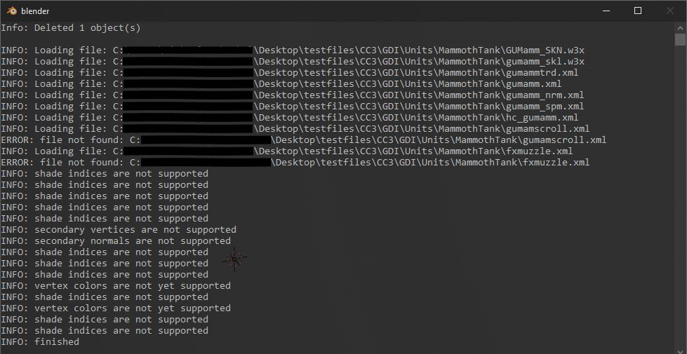 Console output