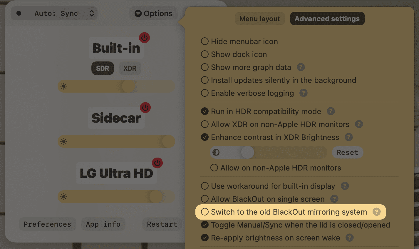 old blackout system checkbox