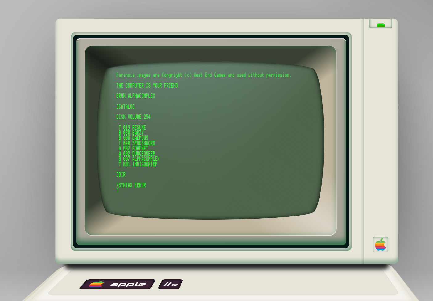 Screenshot of the Apple IIe navigation UI in use