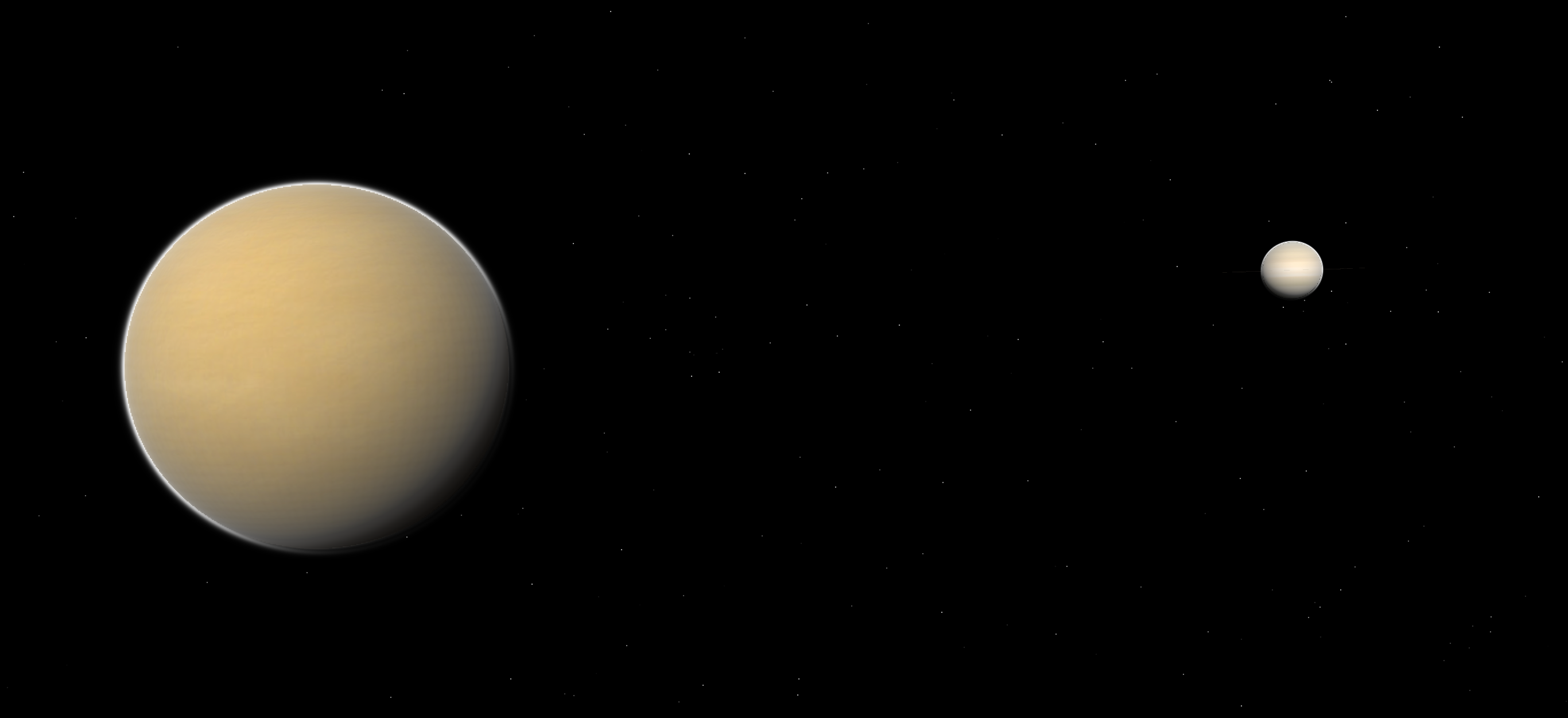 Titan orbiting Saturn