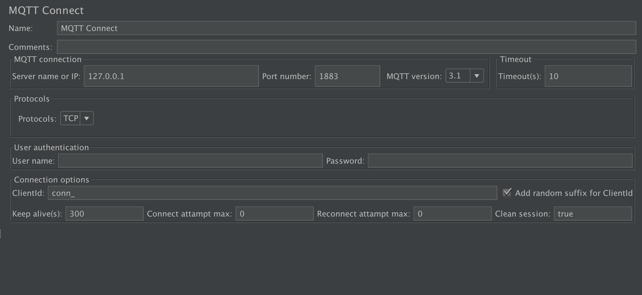 MQTT Connect Sampler