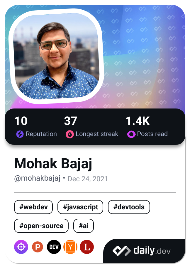 Mohak Bajaj's Dev Card