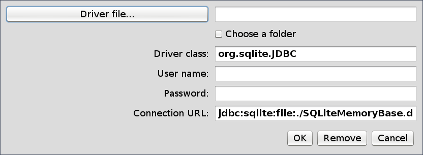 The Database information window